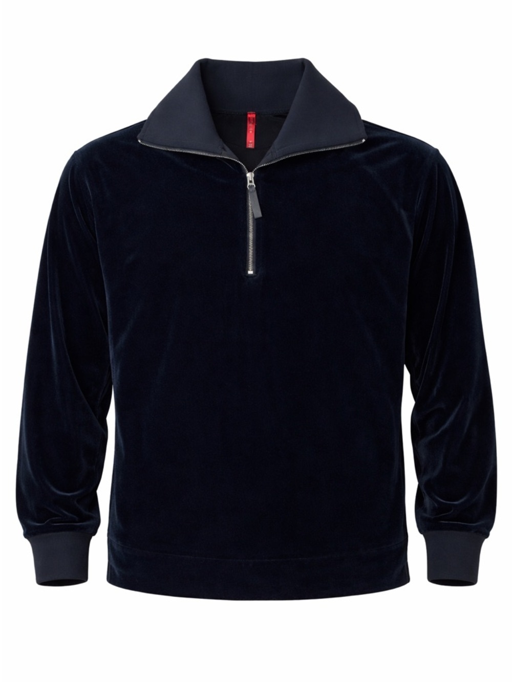 Spanx black plush velour half zip collar pullover Large funnel neck